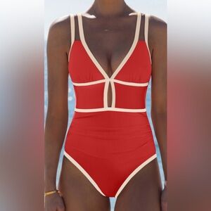 Popvil brick red one piece swimsuit